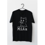 Tricou negru personalizat cu pisicuta Miau 1